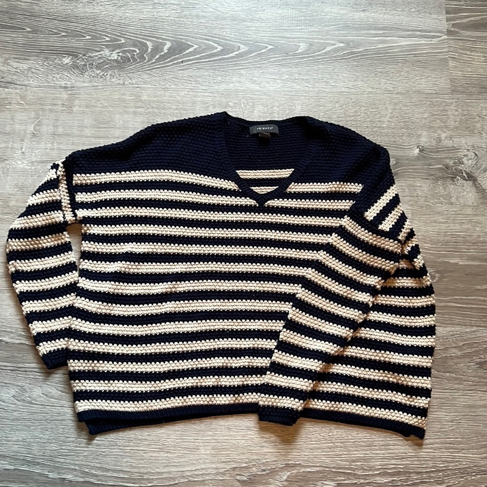Navy and tan stripped sweater